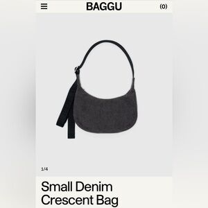 Baggu Small Denim Crescent Bag - Black